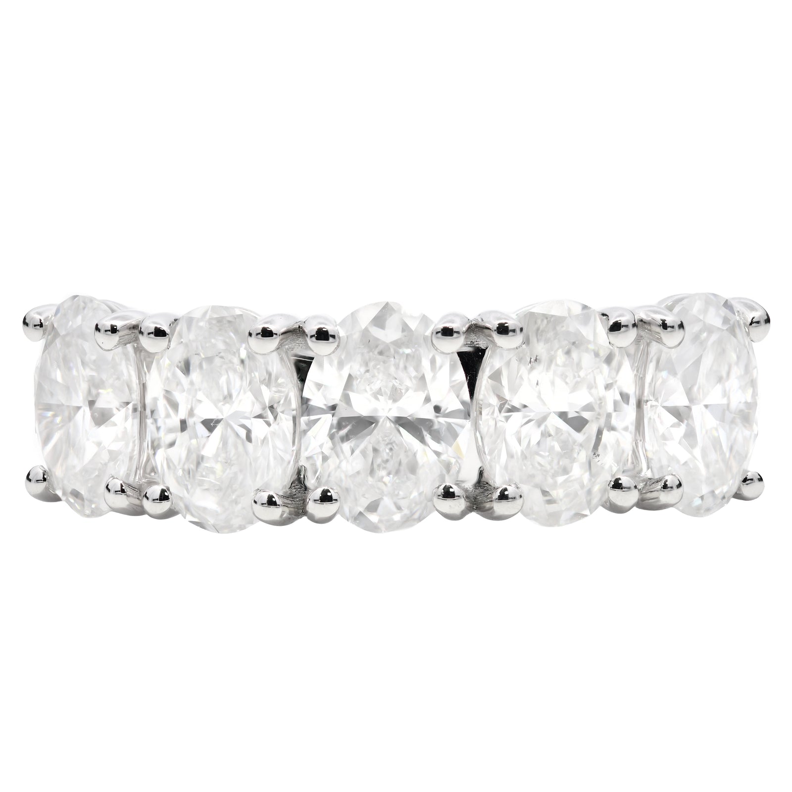 SOLD - 3.01ct natural diamond 5 stone ring, oval cut, E-F colour, SI1 clarity, platinum. GIA Certified