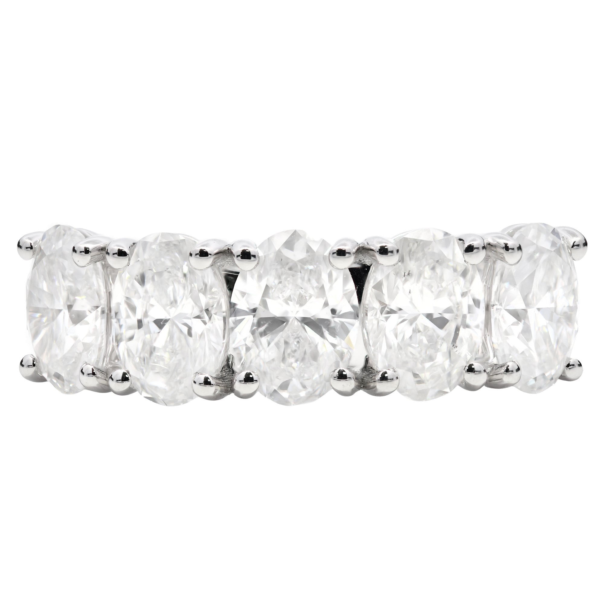 3.01ct natural diamond 5 stone ring, oval cut, E-F colour, SI1 clarity, platinum. GIA Certified