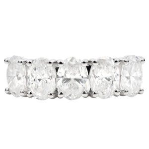 3.01ct natural diamond 5 stone ring, oval cut, E-F colour, SI1 clarity, platinum. GIA Certified