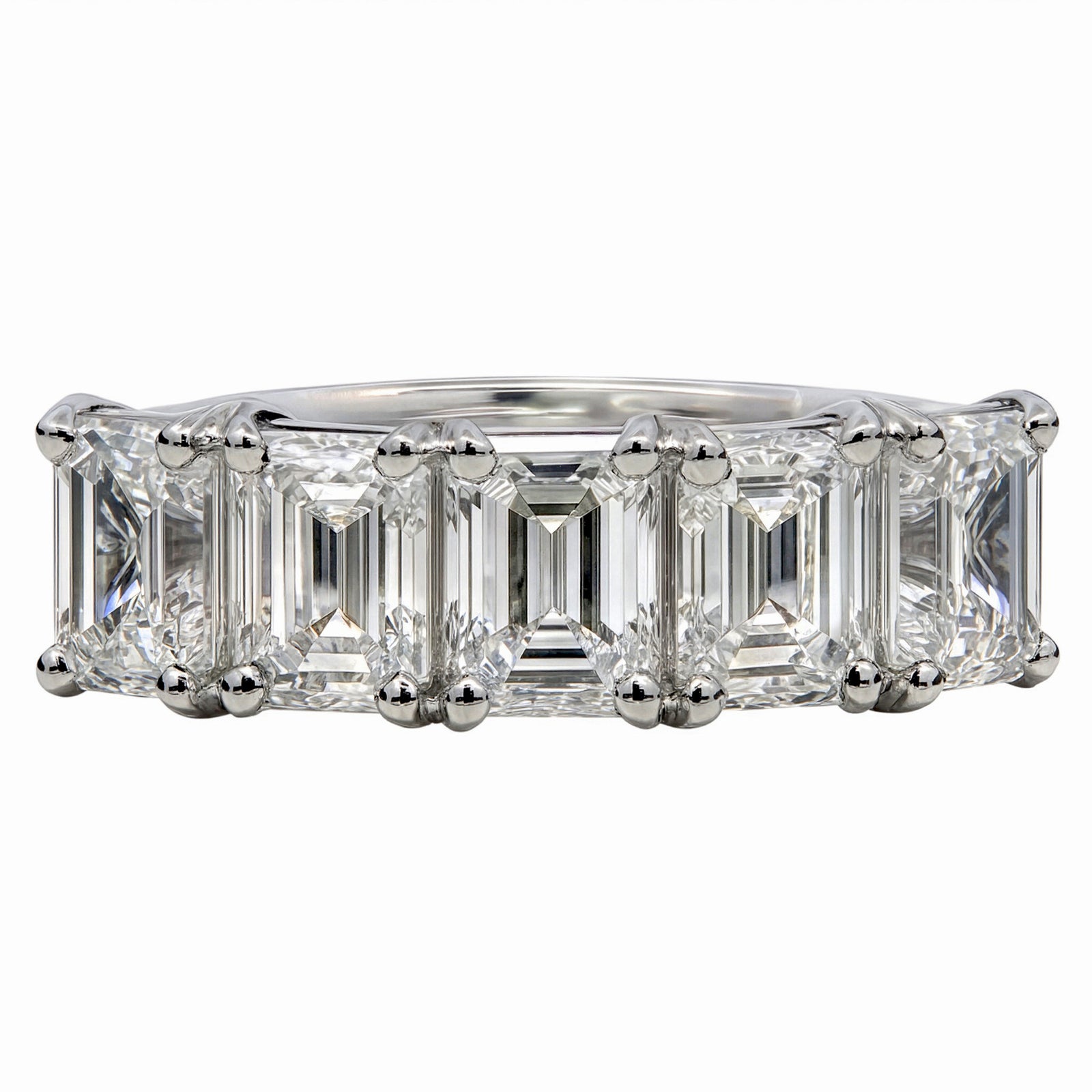 2.50ct natural diamond 5 stone ring, emerald cut, G colour, VS2 clarity, GIA certified. Platinum