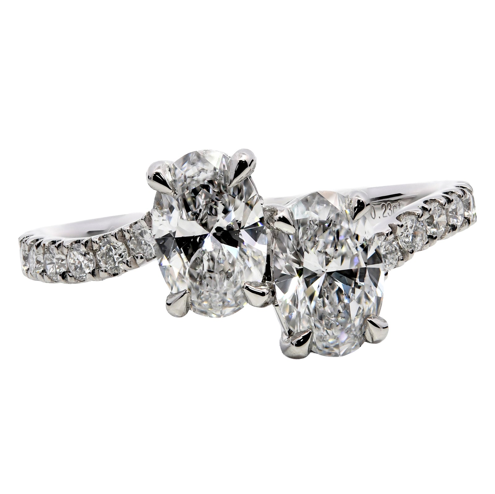 1.24ct natural diamond cross over engagement ring, oval cut, D colour, SI1 clarity, GIA certified. Platinum