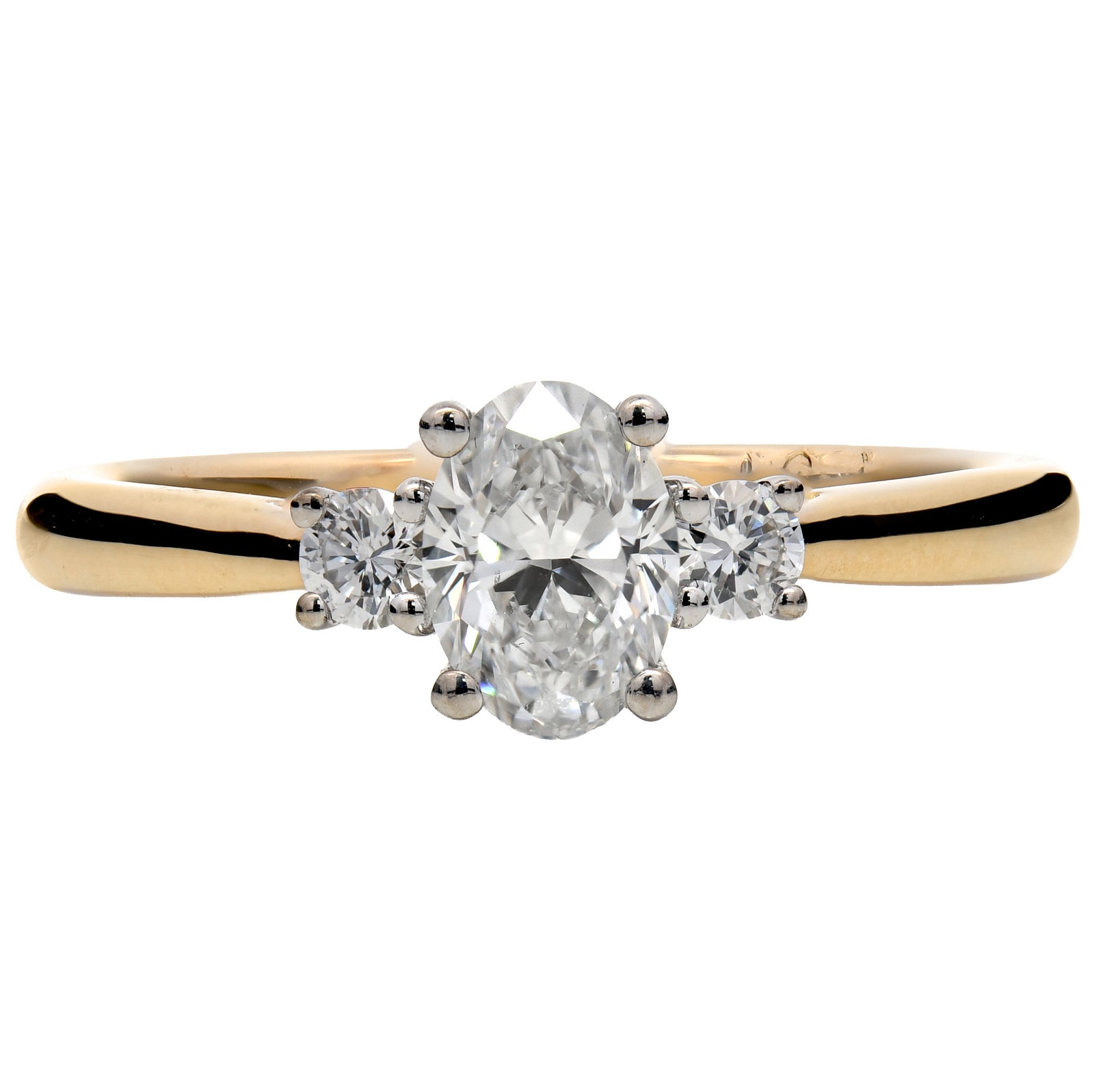 0.61ct natural diamond engagement ring, oval cut, E colour, SI1 clarity, 18ct Yellow Gold & platinum, GIA certified