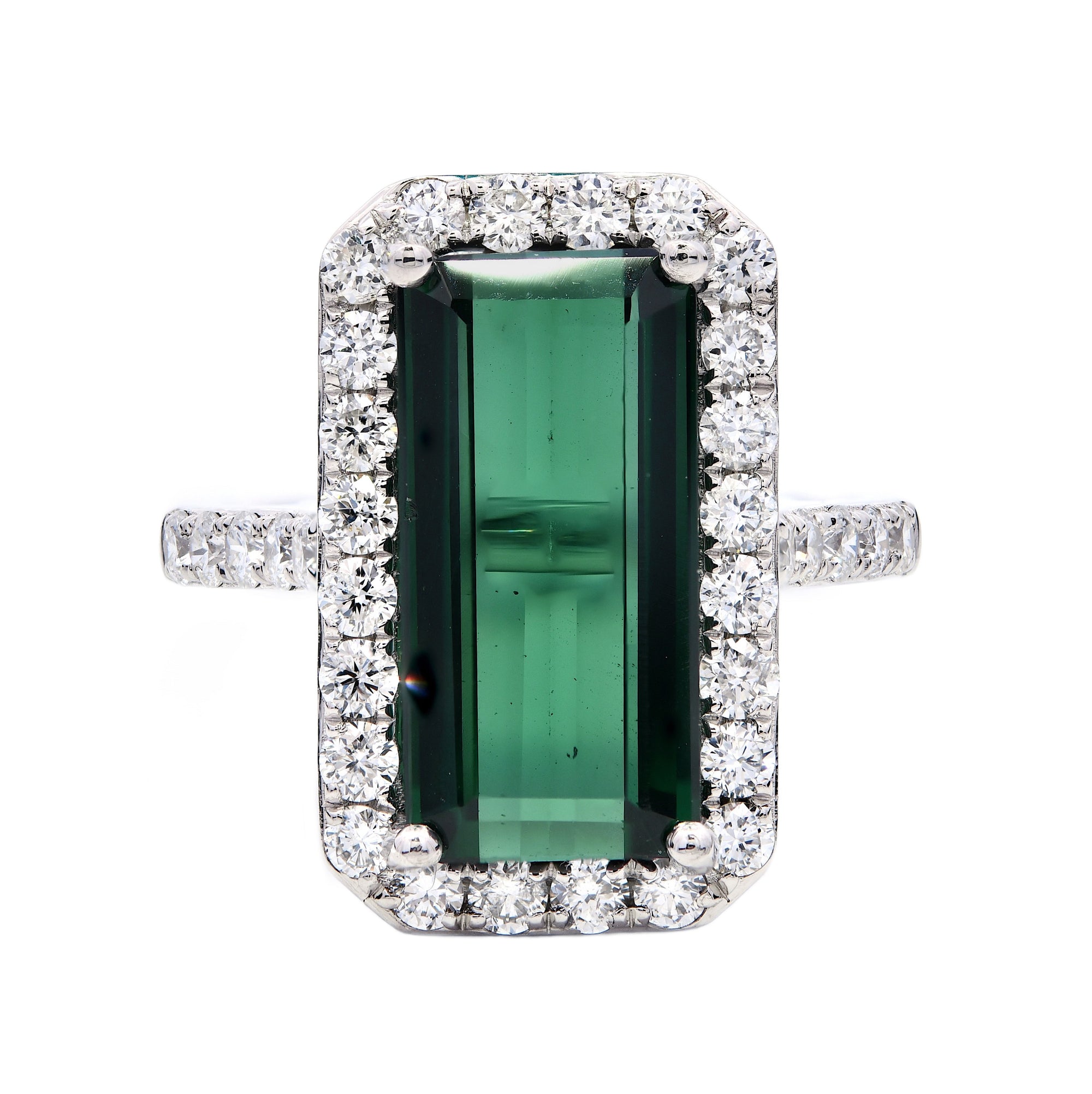 5.22ct green tourmaline & diamond cocktail ring set in platinum