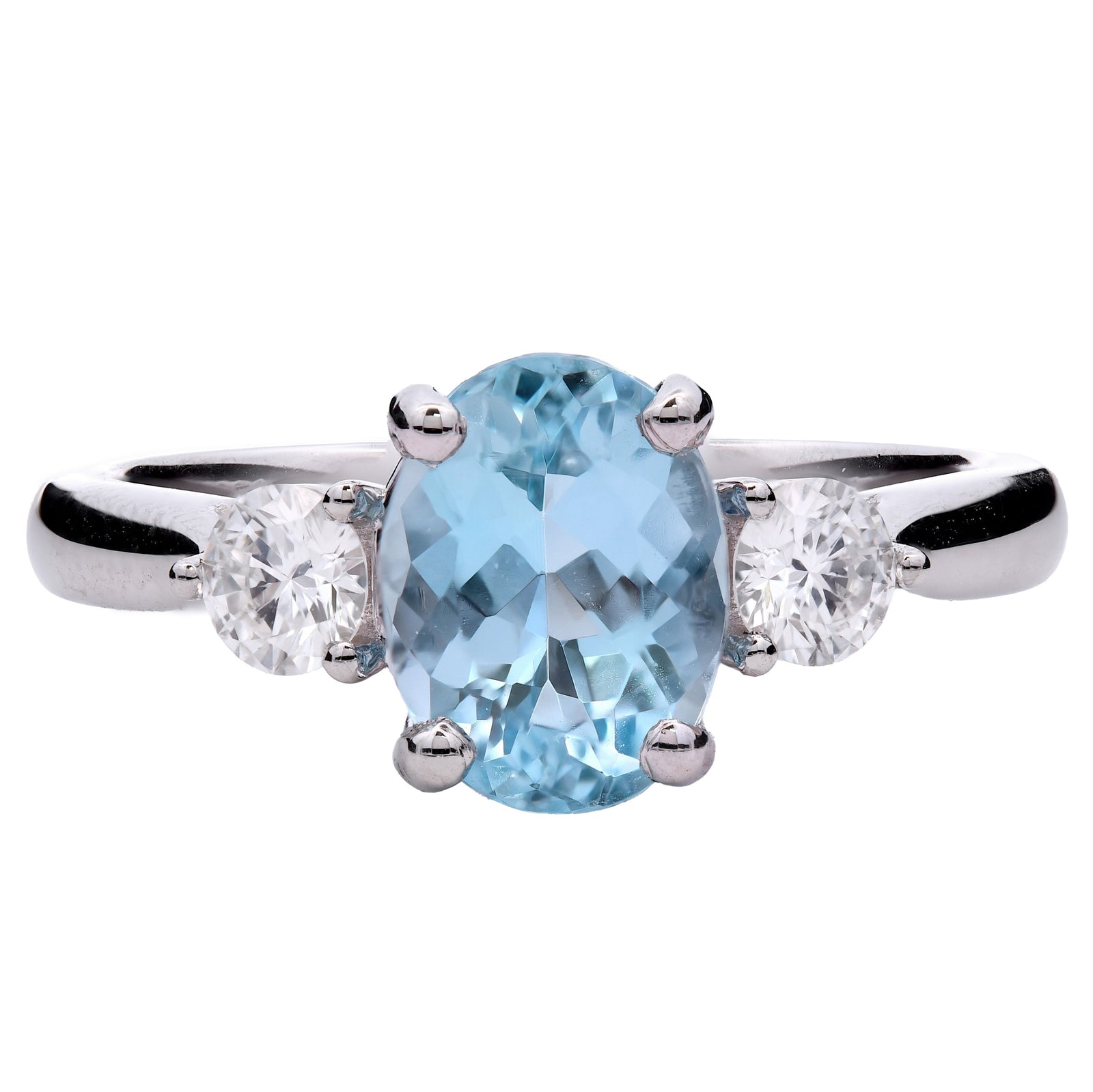 1.41ct aquamarine & diamond trilogy ring set in platinum