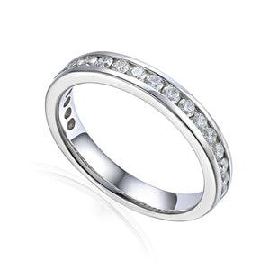 0.25ct round brilliant diamond eternity ring, platinum, D colour, SI clarity