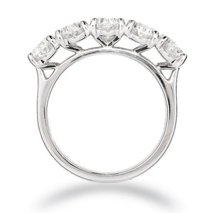 3.54ct natural diamond 5 stone ring, oval cut, E colour, SI1 clarity, platinum. GIA Certified