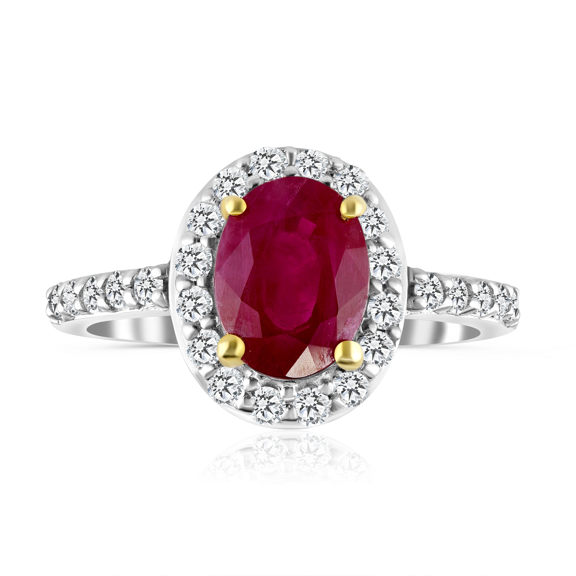 1.90ct ruby & diamond ring set in a platinum halo