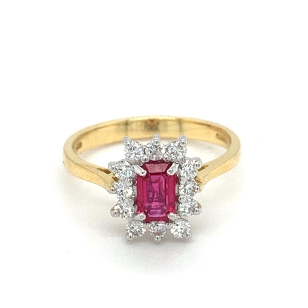 0.95ct ruby & diamond engagement ring set in 18kt yellow & white gold