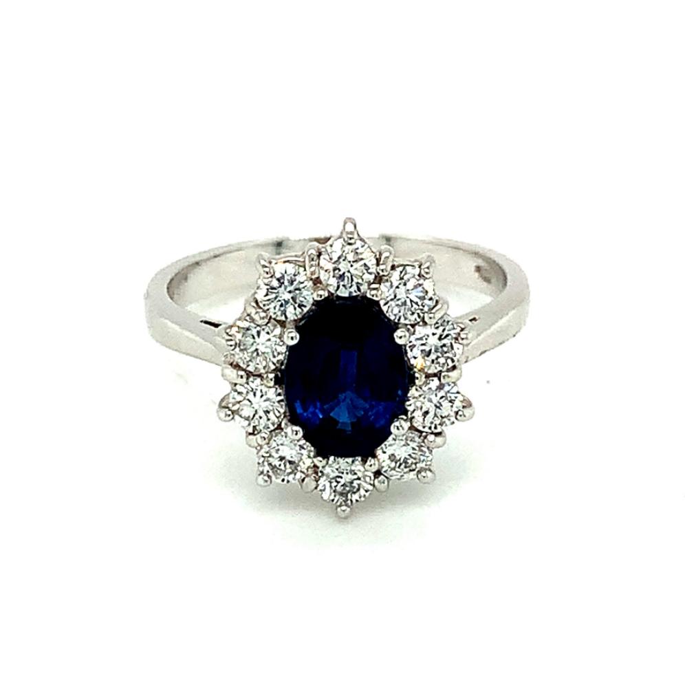 2.23ct diamond & sapphire engagement ring set in 18kt white gold
