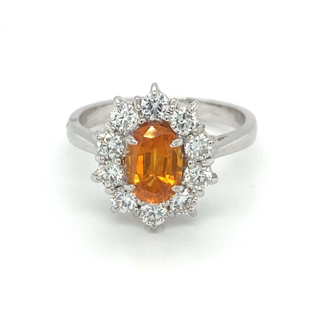 2.11ct yellow sapphire & diamond engagement ring set in 18kt white gold