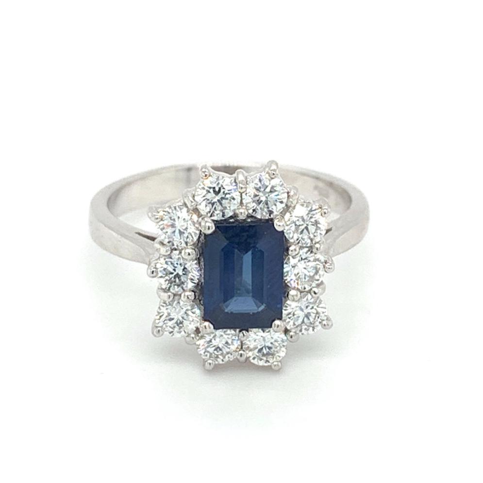 1.89ct sapphire & diamond engagement ring set in 18kt white gold