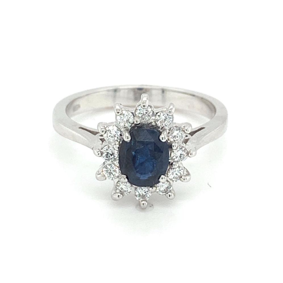 1.30ct sapphire & diamond engagement ring set in 18kt white gold