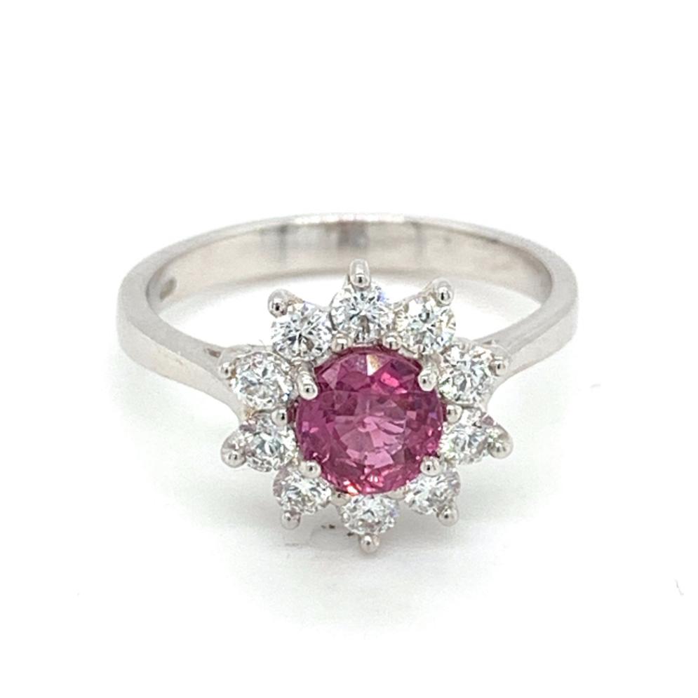 1.50ct ruby & diamond engagement ring set in 18kt white gold