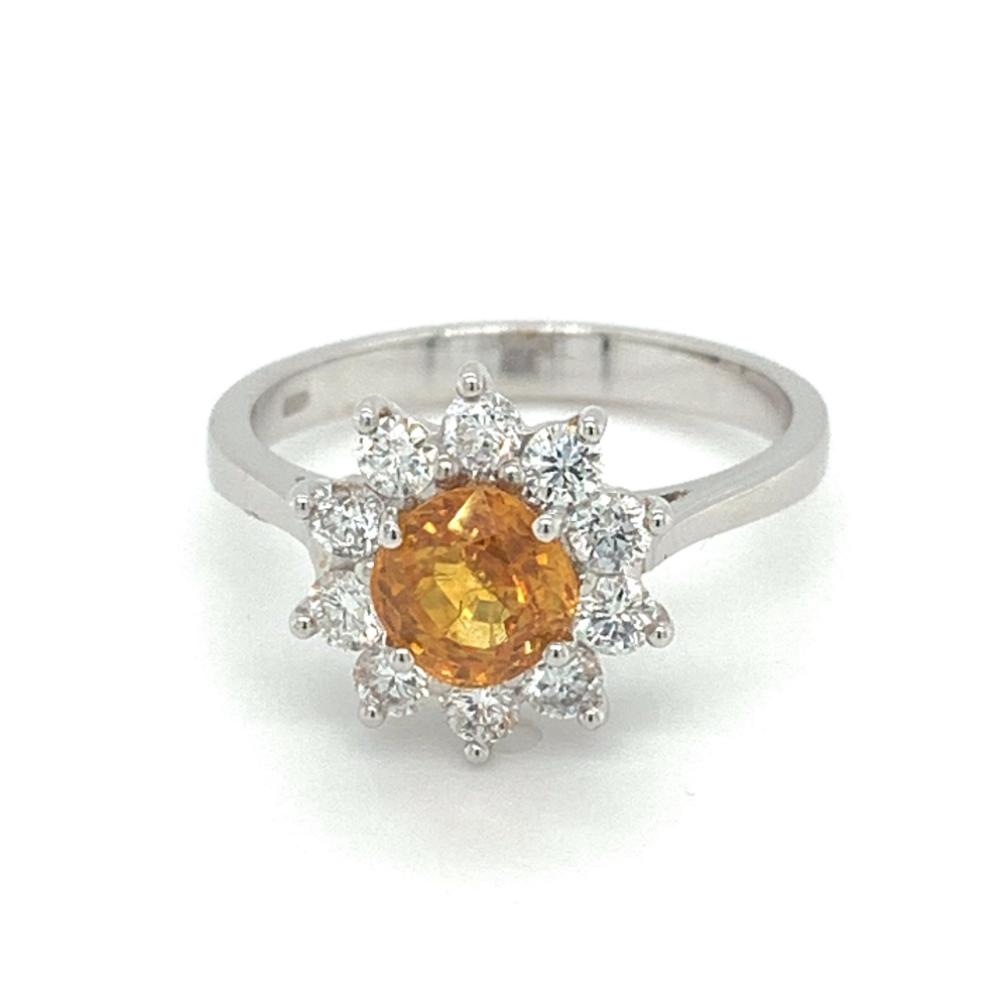 1.69ct yellow sapphire & diamond engagement ring set in 18kt white gold