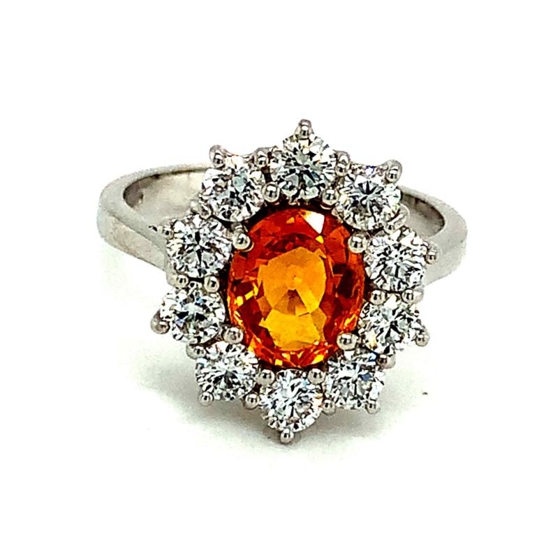 3.25ct yellow sapphire & diamond engagement ring set in 18kt white gold