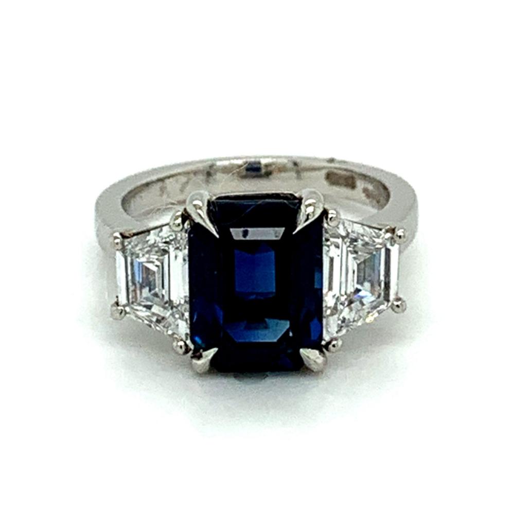 6.08ct Ceylon sapphire & diamond engagement ring, platinum, G/H colour, SI clarity