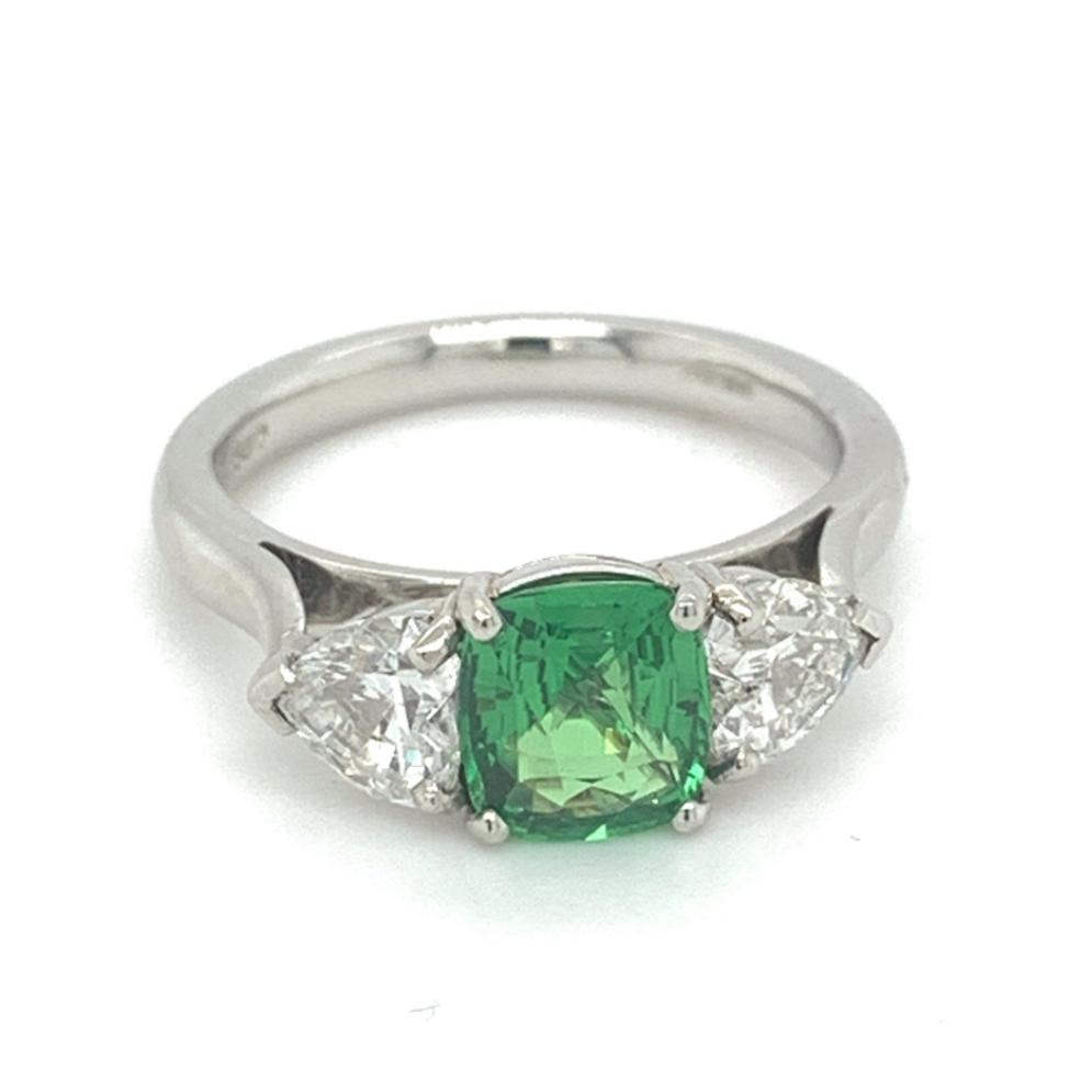 SOLD - 2.53ct diamond & tsavorite engagement ring set in platinum