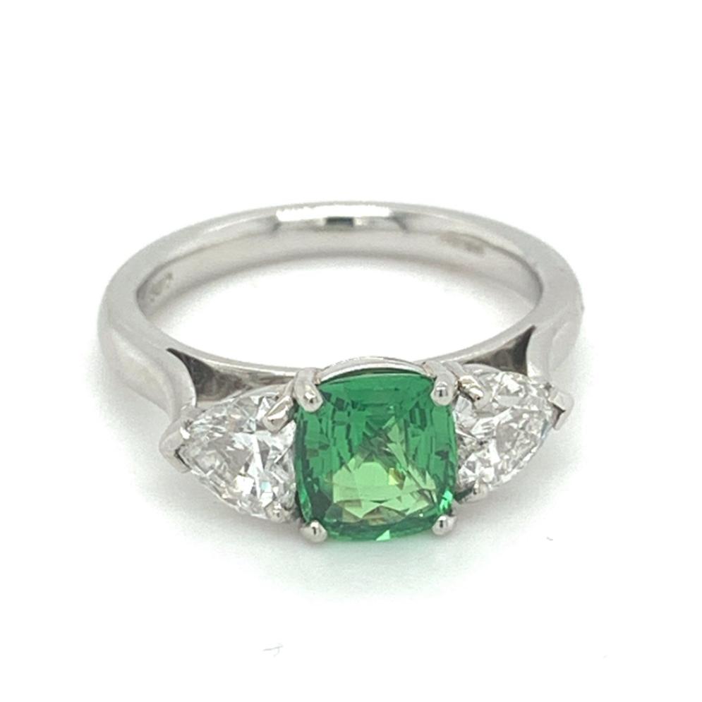 2.53ct diamond & tsavorite engagement ring set in platinum