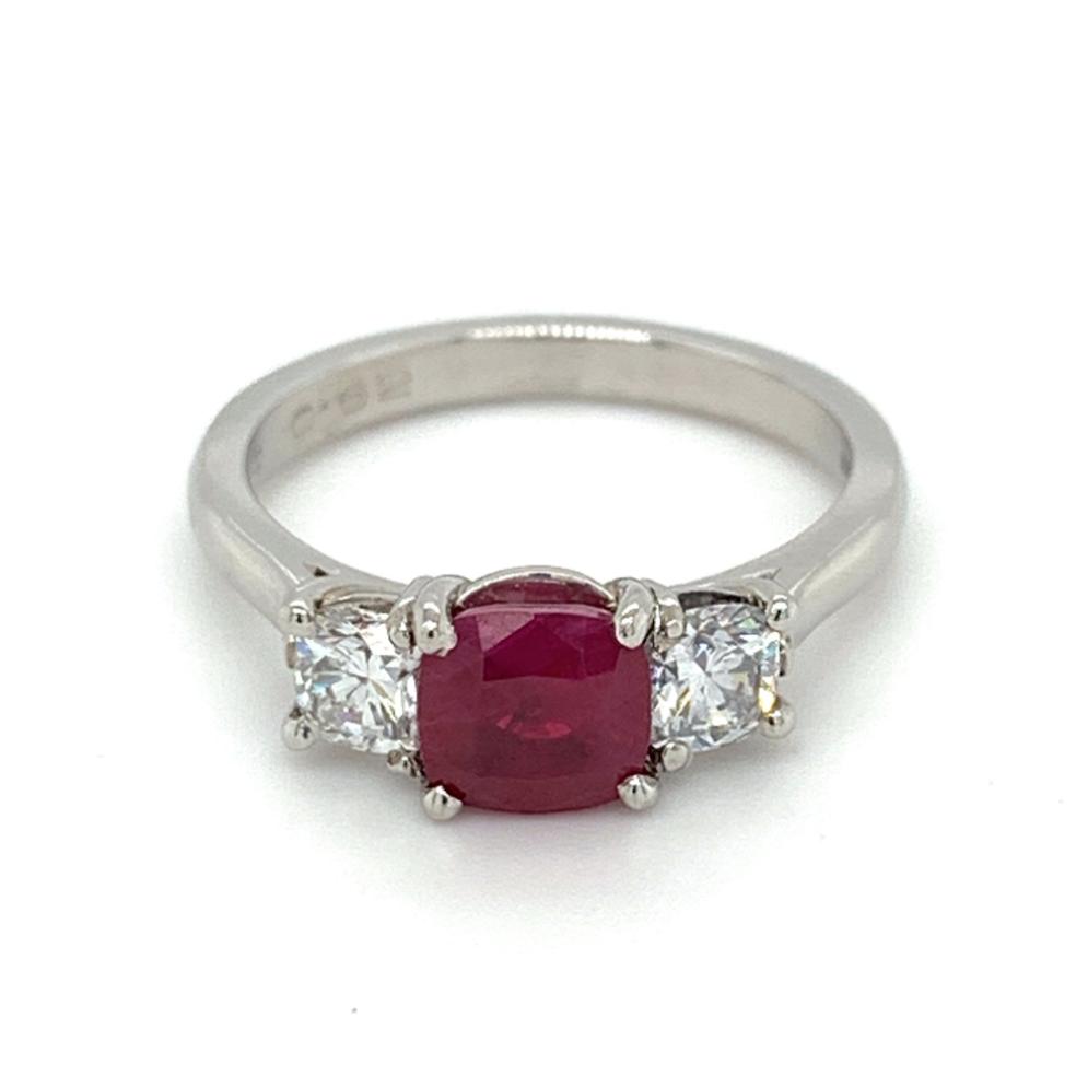 2.05ct ruby & diamond engagement ring set in platinum