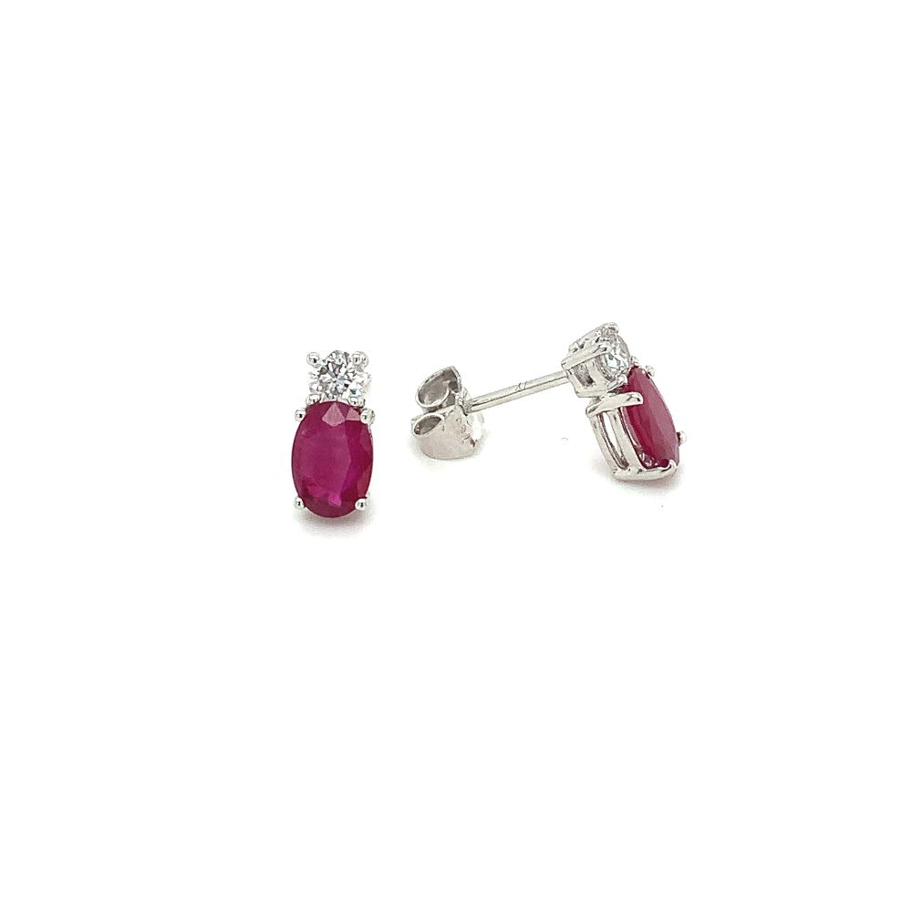 1.94ct ruby & diamond earrings set in 18ct white gold