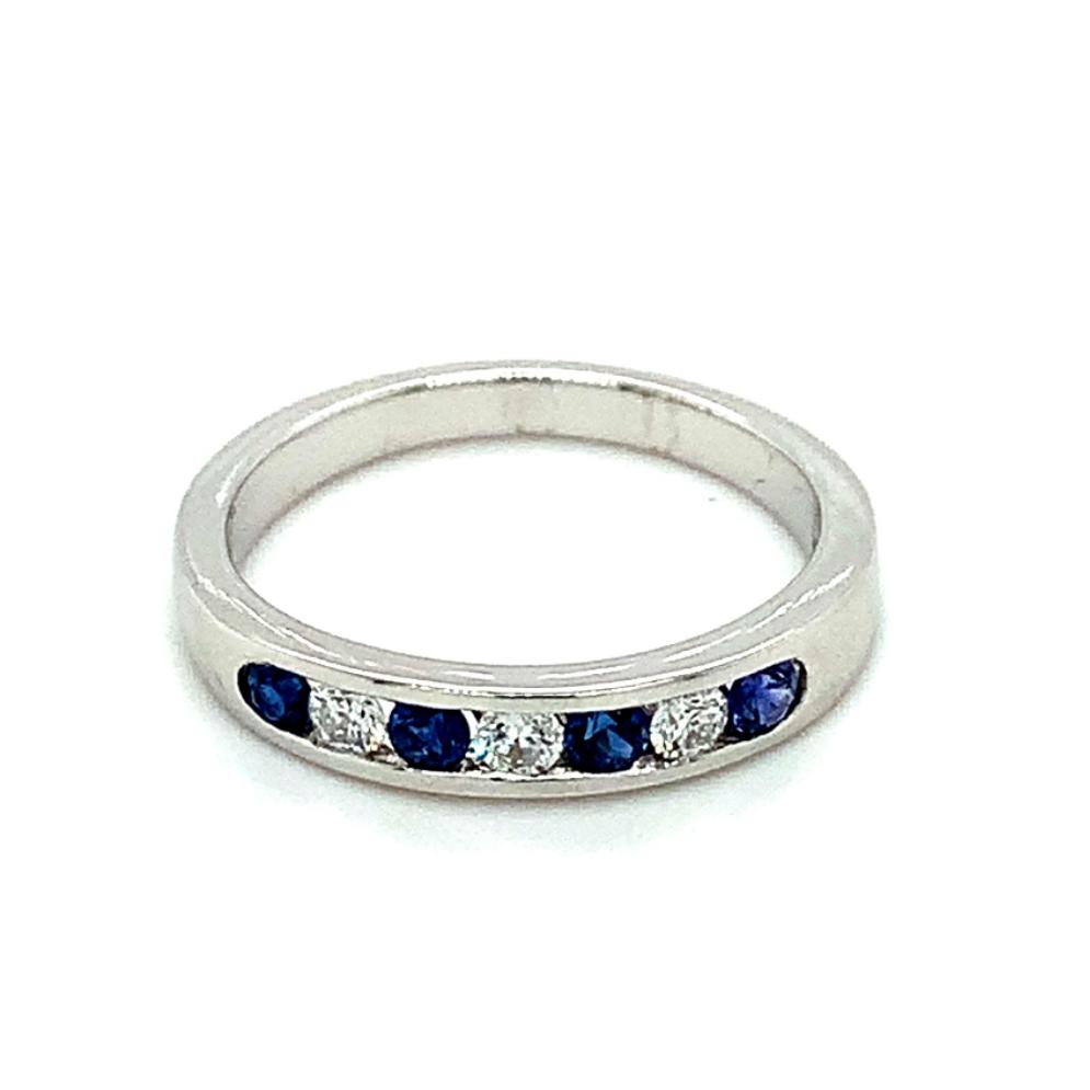 0.51ct 7 stone sapphire & diamond eternity ring, platinum, G/H colour, SI clarity