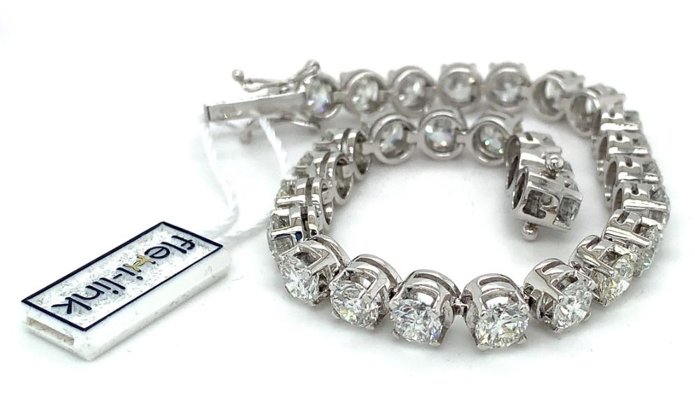 19.06ct round brilliant diamond tennis bracelet, 18kt white gold, G/H colour, SI clarity