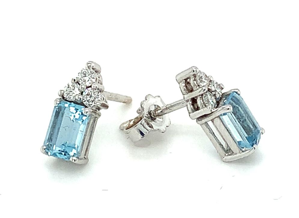 1.50ct aquamarine & diamond earrings set in 18kt white gold, G/H colour, SI clarity