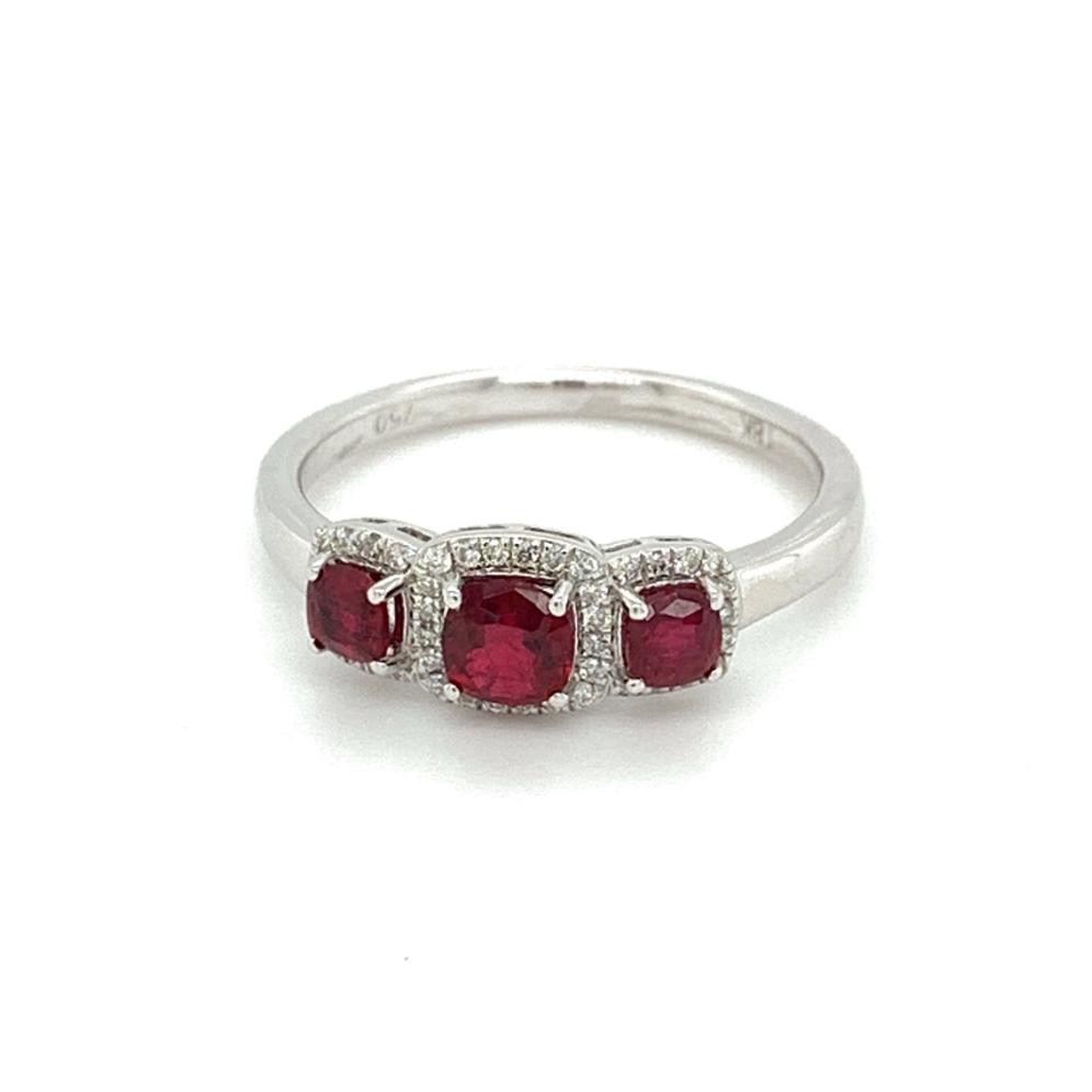 0.83ct ruby & diamond engagement ring set in 18kt white gold