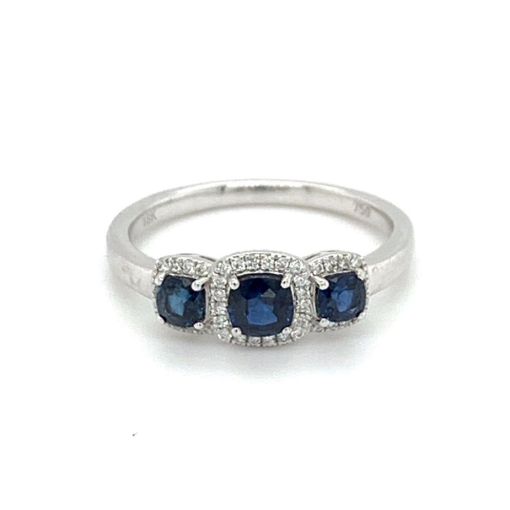 0.91ct sapphire & diamond engagement ring set in 18kt white gold