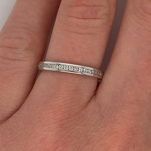 0.25ct round brilliant diamond eternity ring, platinum, D colour, SI clarity