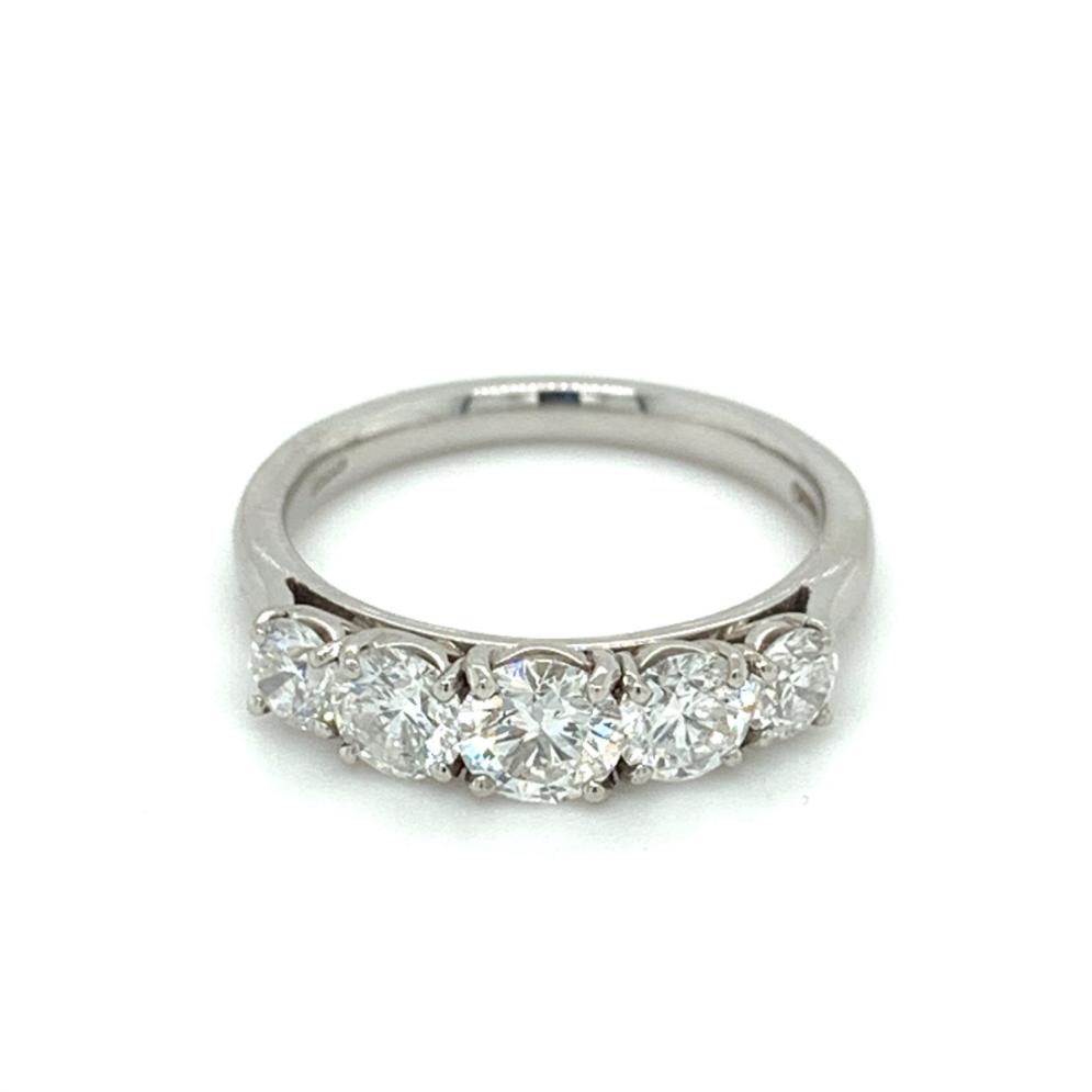 1.50ct 5 stone round brilliant diamond eternity ring, platinum, G/H colour, SI clarity