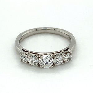 1.00ct 5 stone round brilliant diamond eternity ring, platinum, G/H colour, SI clarity