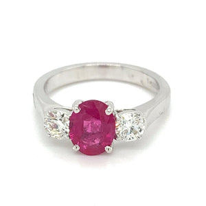 1.80ct ruby & diamond engagement ring set in 18ct white gold
