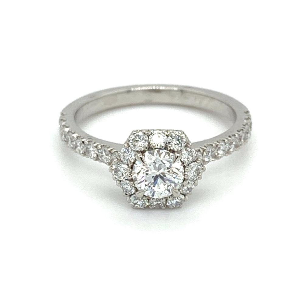 SOLD - 1.14ct natural diamond engagement ring, round brilliant cut, E colour, SI1 clarity, GIA certified. Platinum