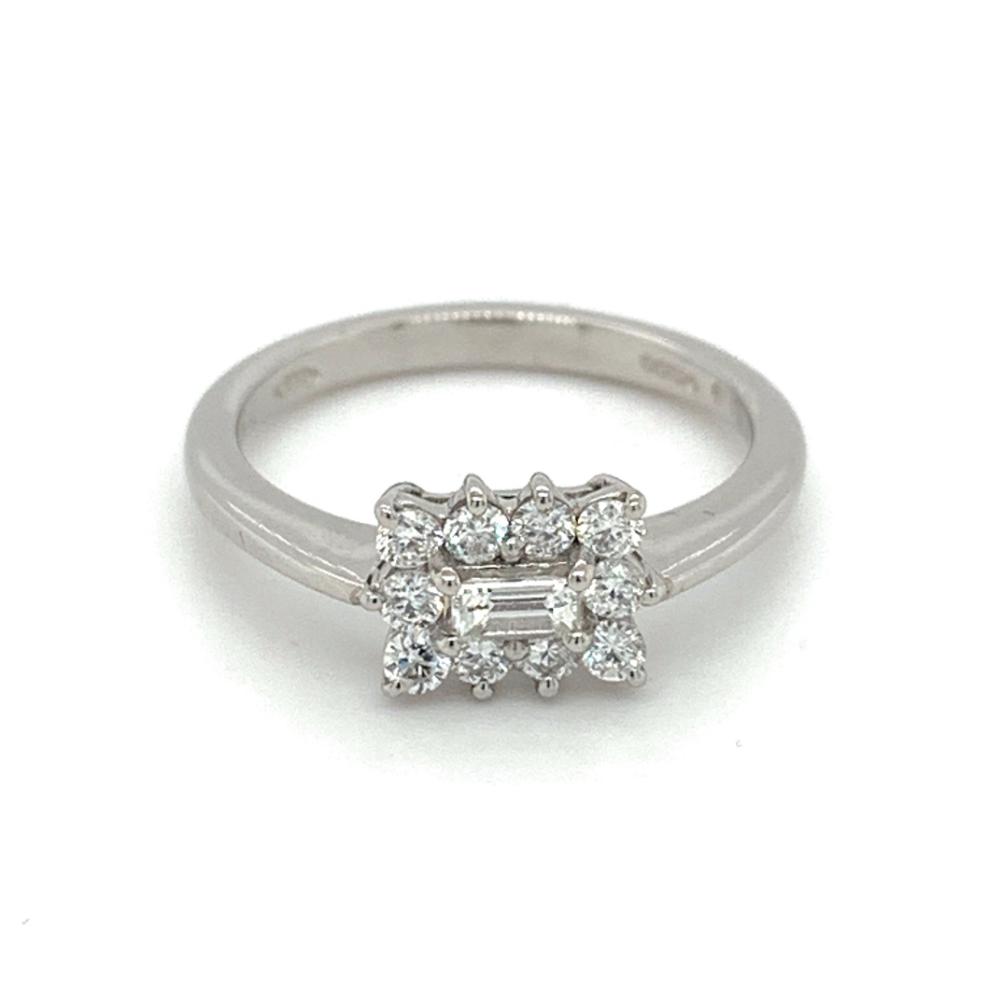 0.51ct diamond cluster ring, platinum, G/H colour, SI clarity
