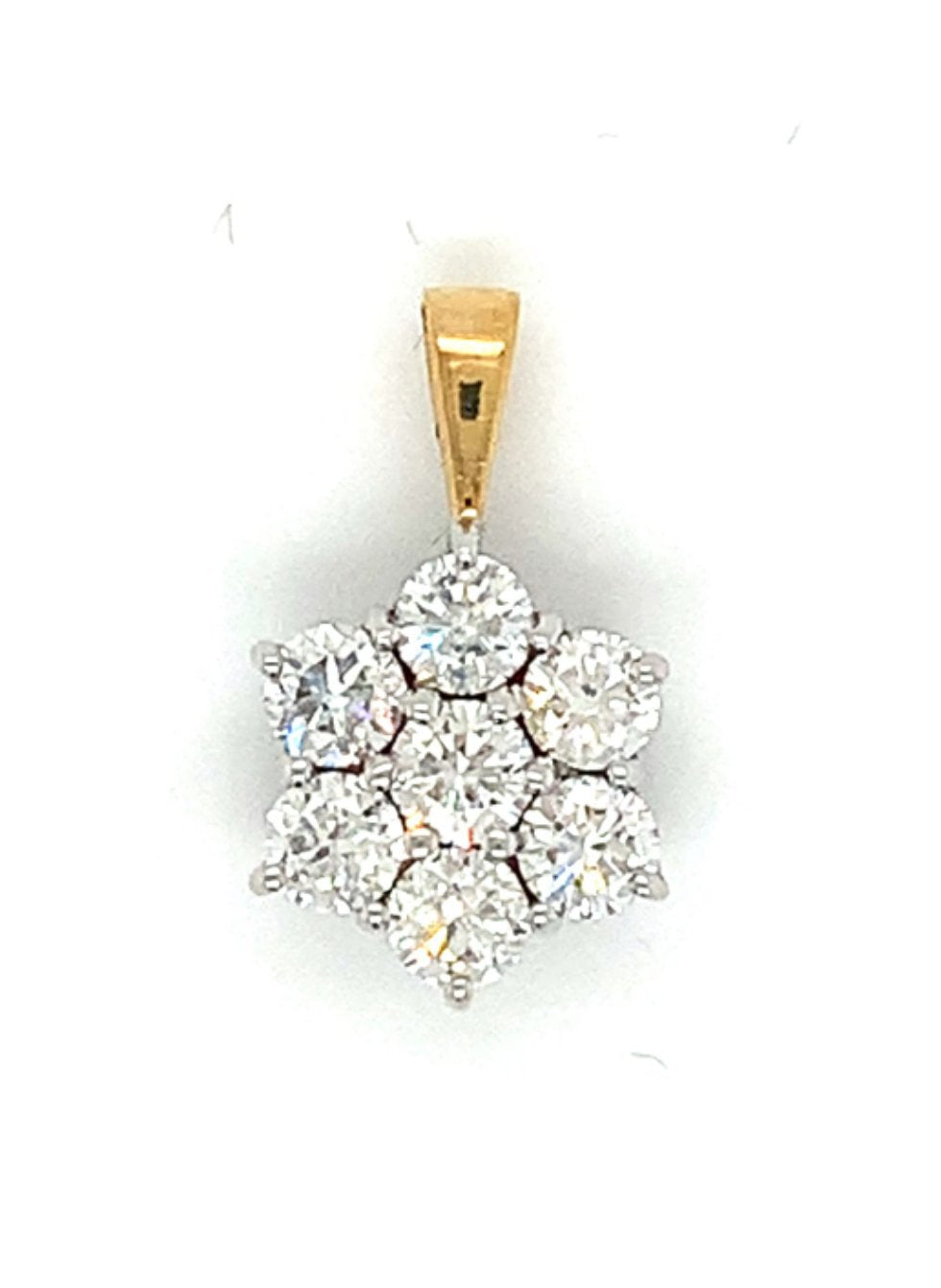 1.03ct round brilliant diamond cluster pendant, 18kt white & yellow gold, G/H colour, SI clarity