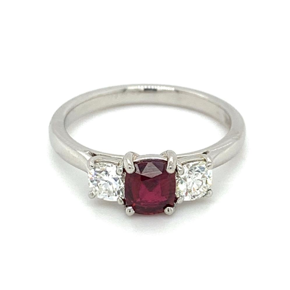 1.30ct ruby & diamond engagement ring, platinum, G/H colour, SI clarity