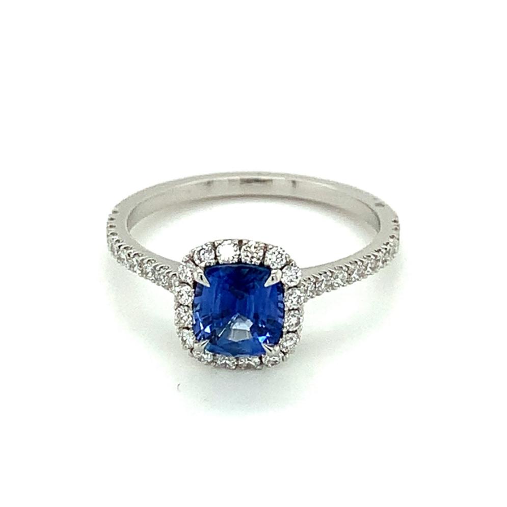 1.32ct sapphire & diamond engagement ring, platinum, G/H colour, SI clarity