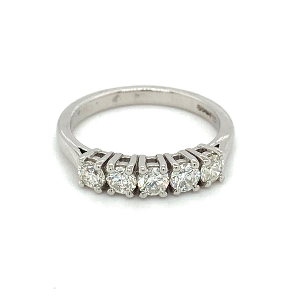 0.72ct 5 stone round brilliant cut diamond eternity ring, platinum, G/H colour, SI clarity