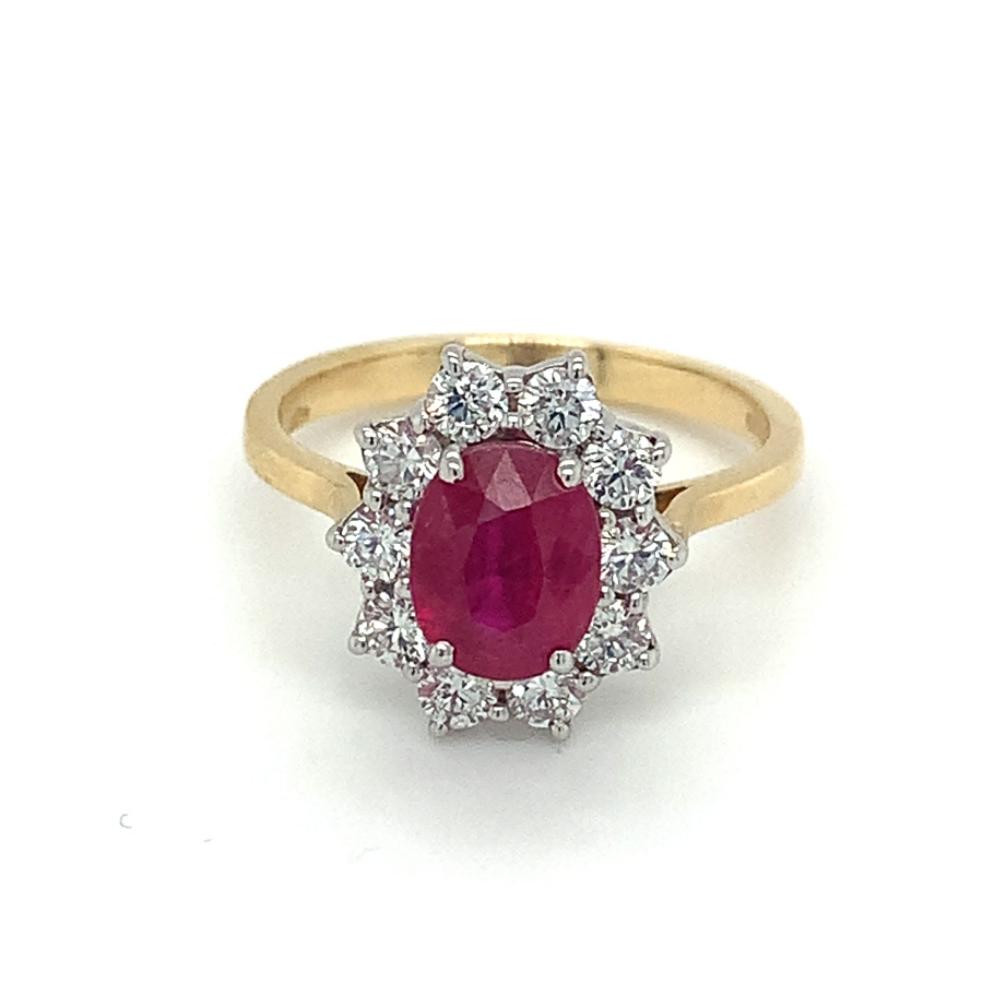 2.39ct ruby & diamond engagement ring, 18kt gold, G/H colour, SI clarity