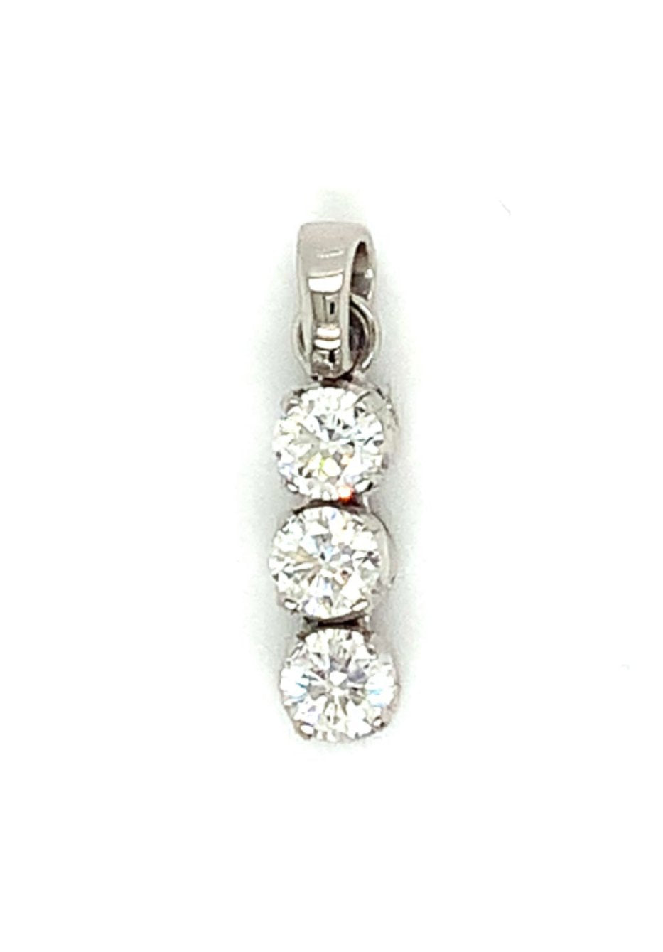 0.55ct round brilliant diamond trilogy pendant, 18kt white gold, G/H colour, SI clarity