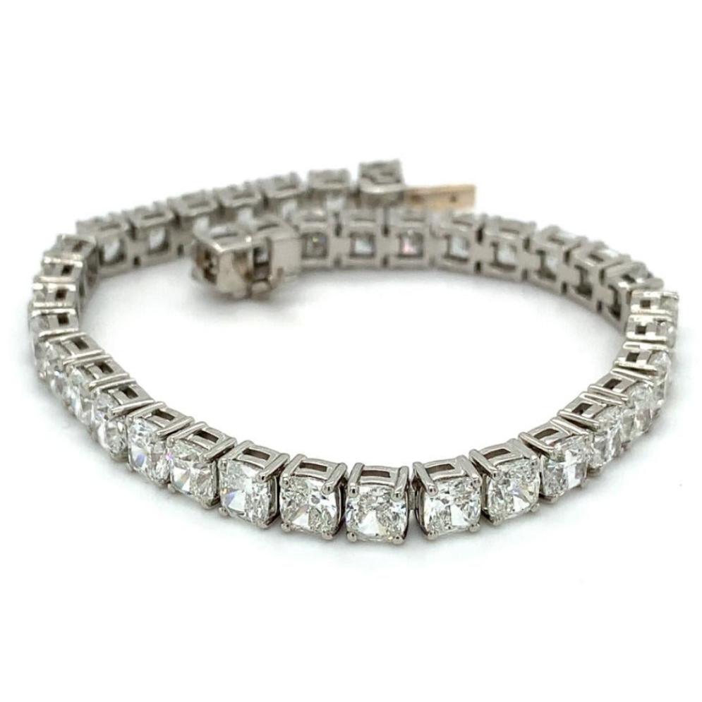 18.69ct round brilliant cut diamond tennis bracelet, platinum, F colour, SI1 clarity, GIA certified