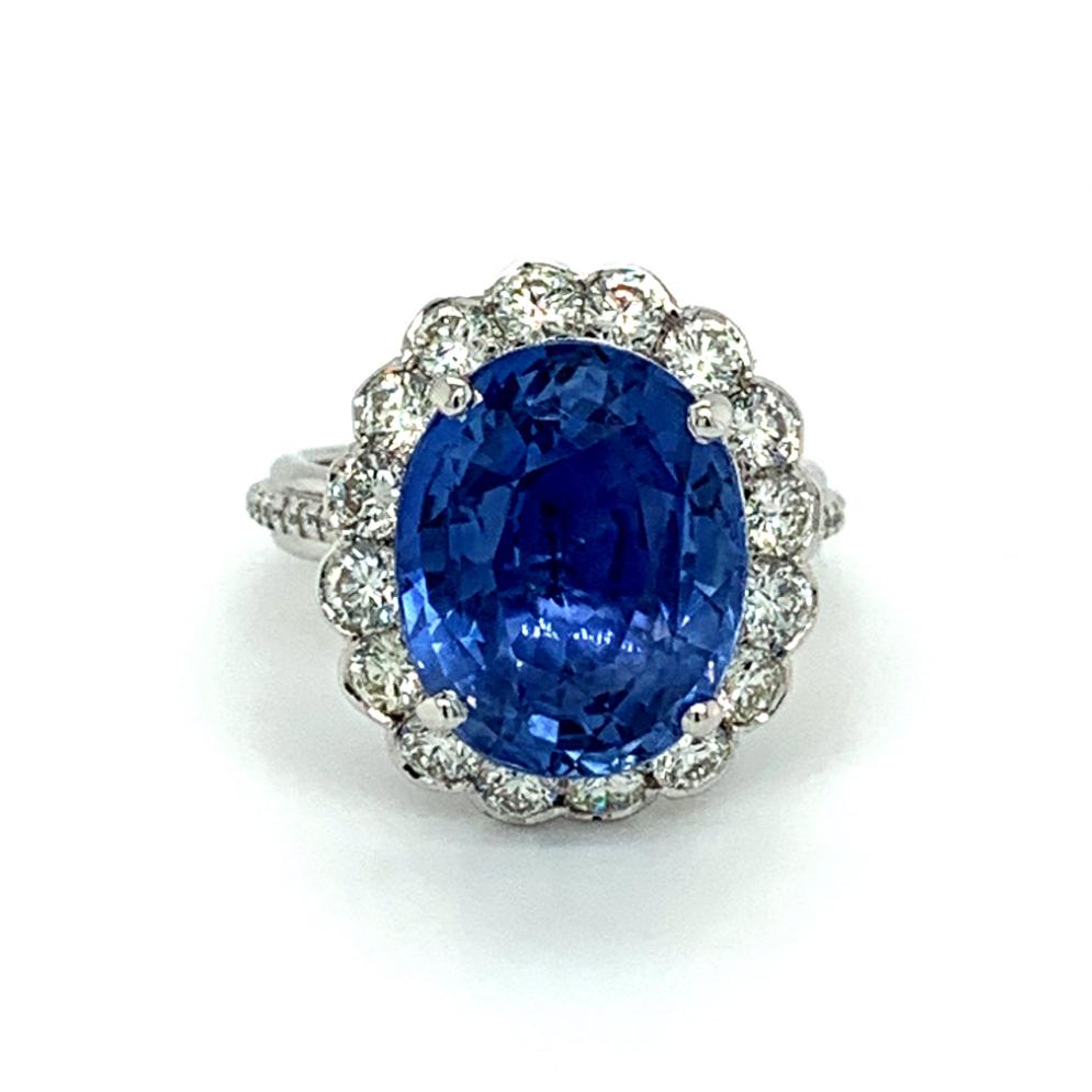 11.46ct sapphire & diamond cocktail ring, platinum, G/H colour, SI clarity
