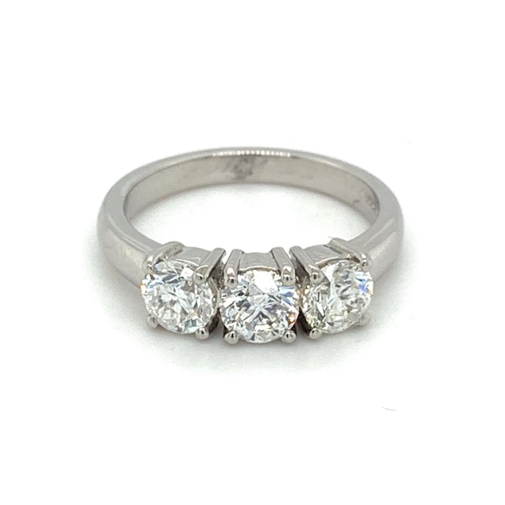 1.50ct round brilliant diamond trilogy engagement ring, platinum, G/H colour, SI clarity