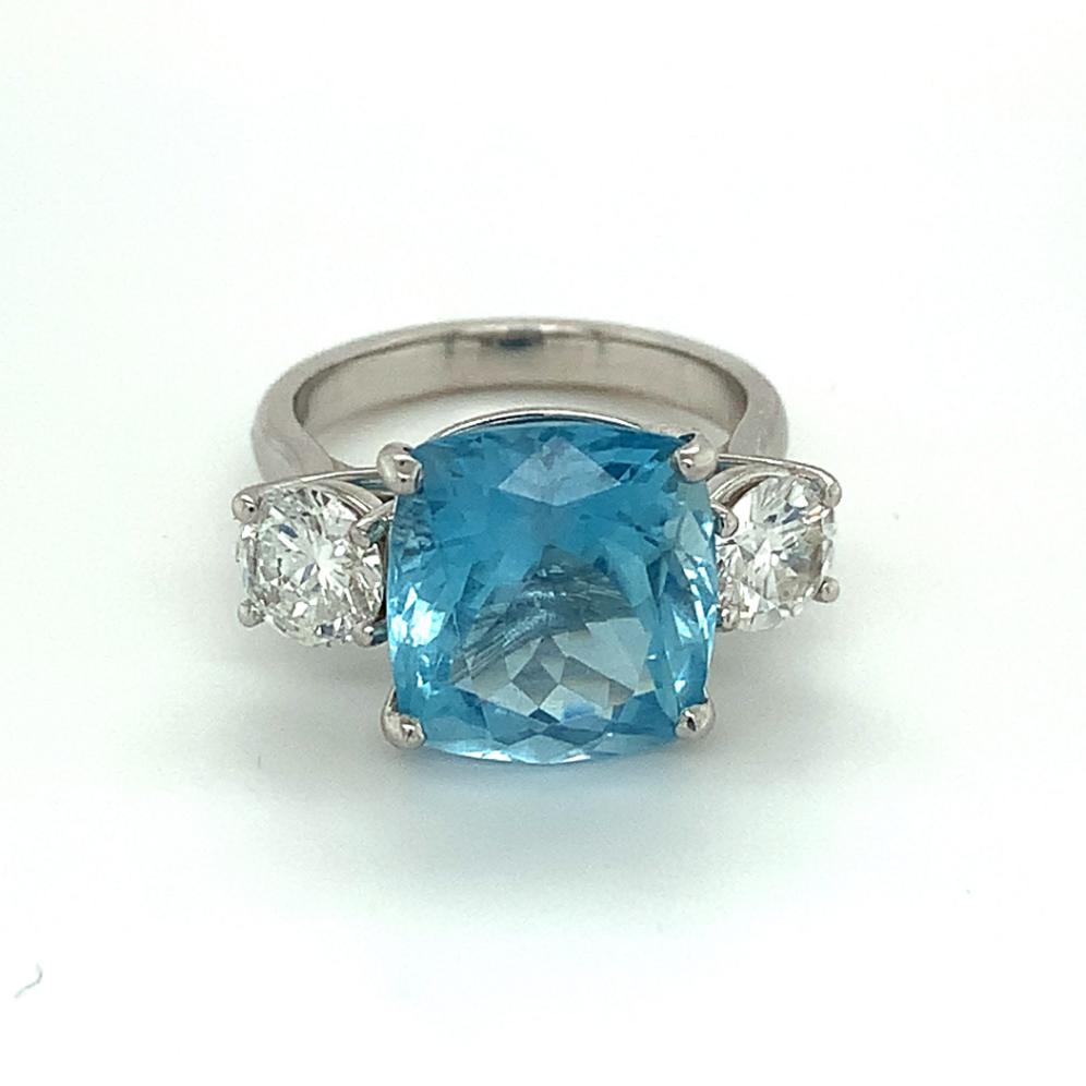 7.64ct aquamarine & diamond cocktail ring, 18kt white gold, G/H colour, SI clarity