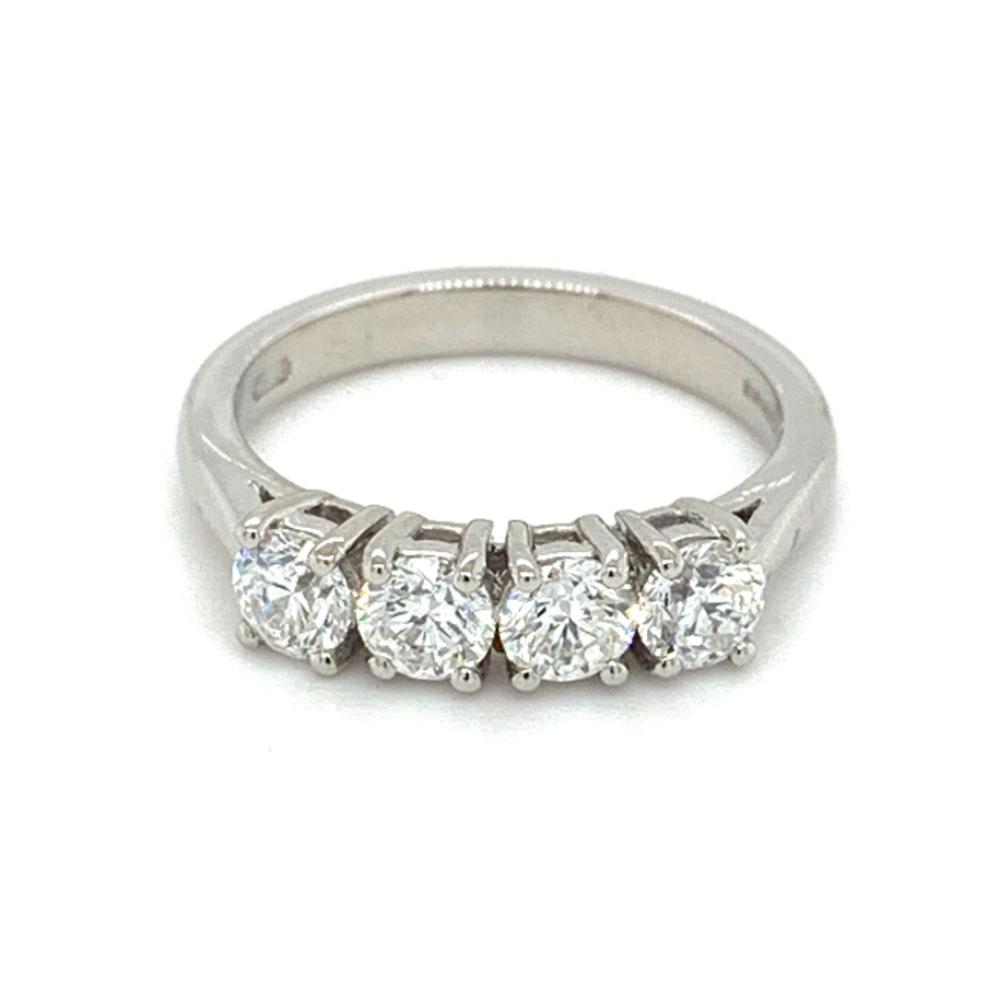 1.02ct 4 stone round brilliant diamond eternity ring, platinum, G/H colour, SI clarity