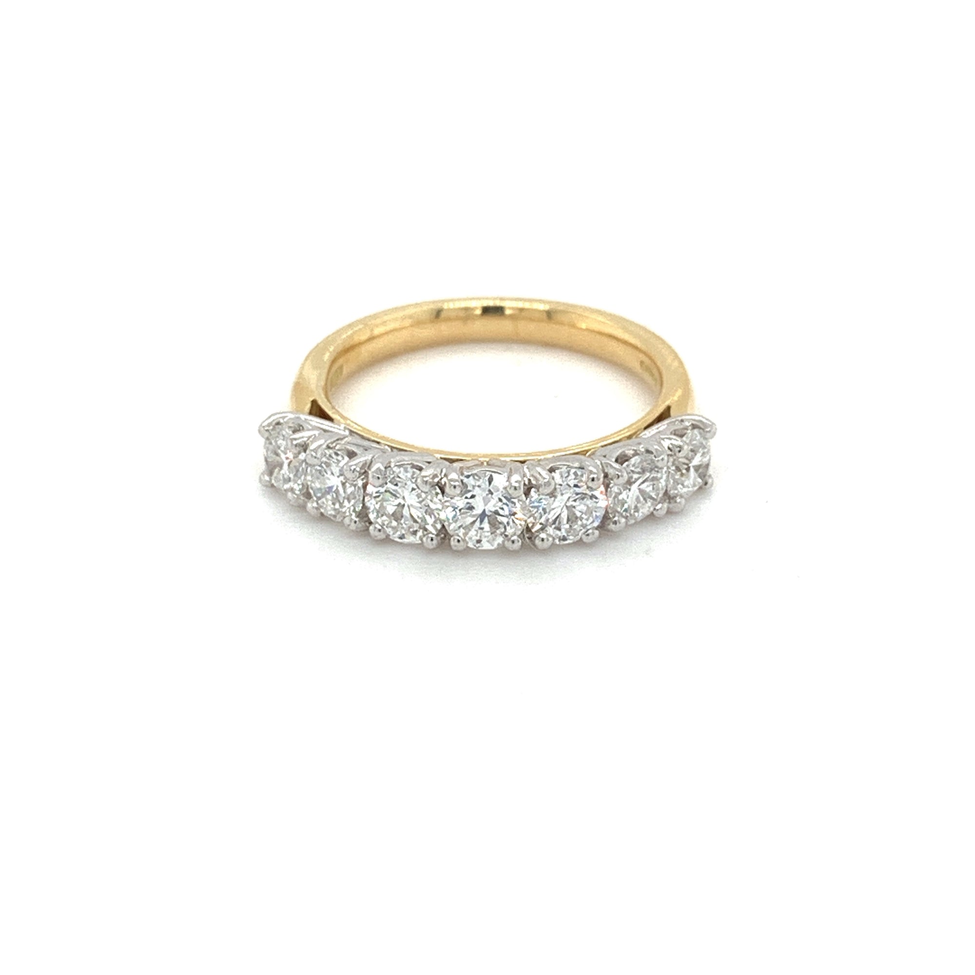 1.58ct 7 stone diamond eternity ring, 18kt gold, F, SI, EDR certified