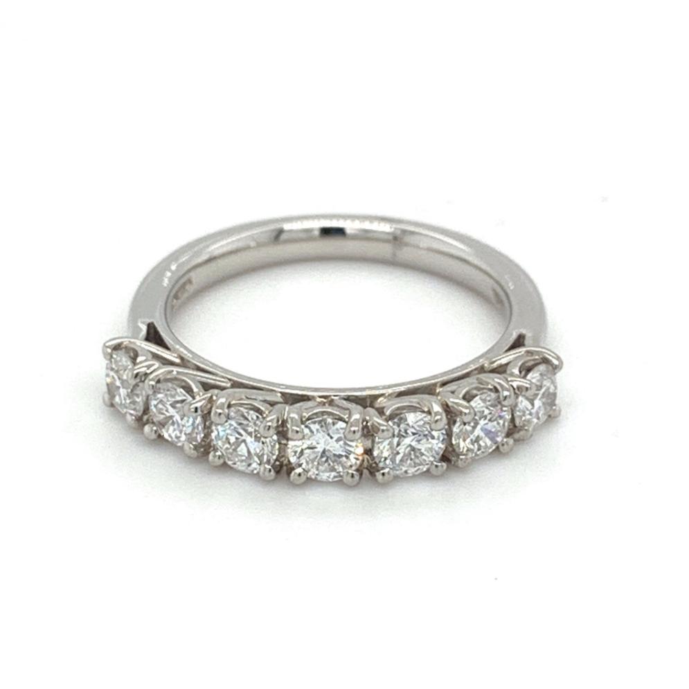 1.06ct 7 stone round brilliant diamond eternity ring, platinum, F colour, VS clarity, EDR certified