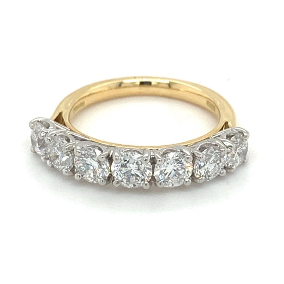 2.15ct 7 stone round brilliant diamond eternity ring, 18kt gold, E colour, SI clarity, EDR certified