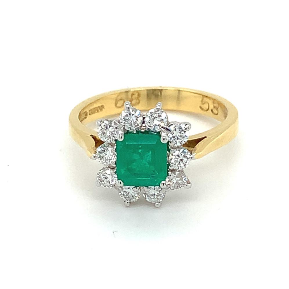1.21ct emerald & diamond engagement ring, 18kt gold, G/H colour, SI clarity